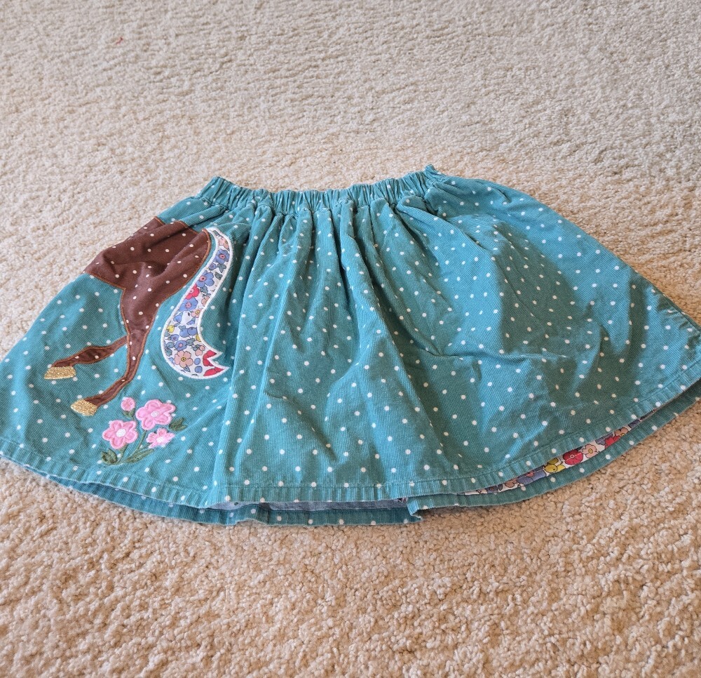 Mini Boden Teal Skirt with Multicolor Floral Print - Picture 4 of 7